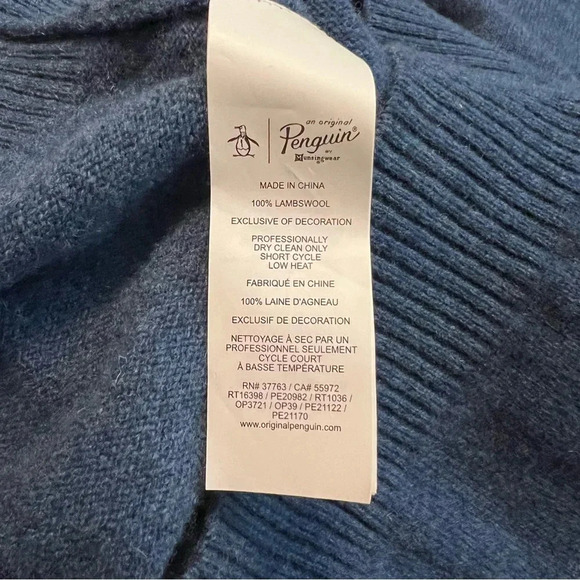 Penguin Blue Lambswool Knit Sweater Size Large - Picture 5 of 6